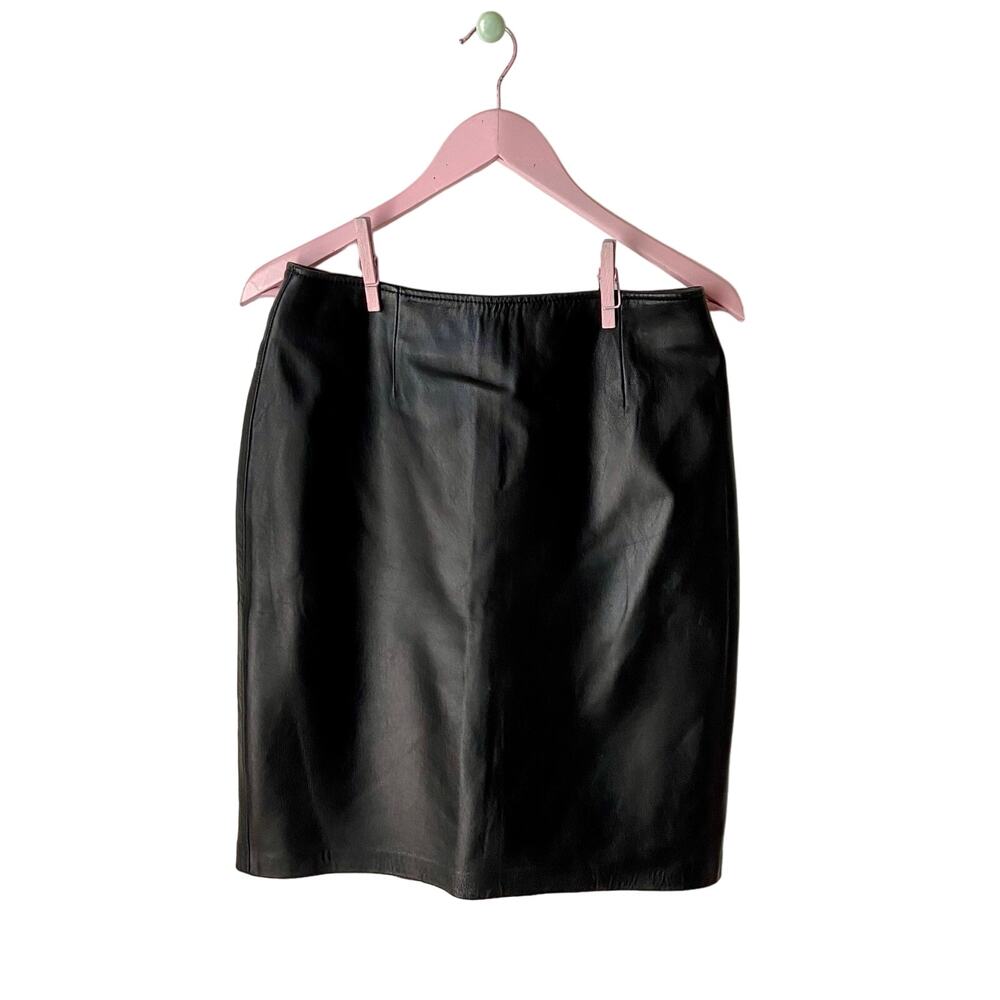 Croft & Barrow Black Lambskin Pencil Skirt Size 8
